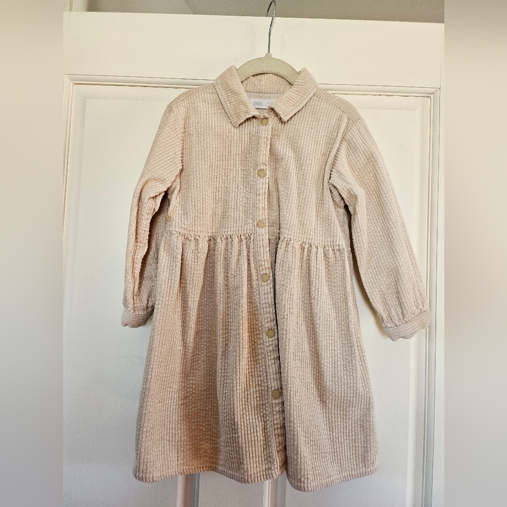 Zara Cream Textured Shirt Dress